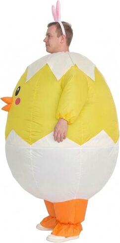 Inflatable Egg Hatching Chick Costume for Adults, Funny Blow Up Easter Chicken Suit with Bunny Ears Headband in Saudi Arabia
