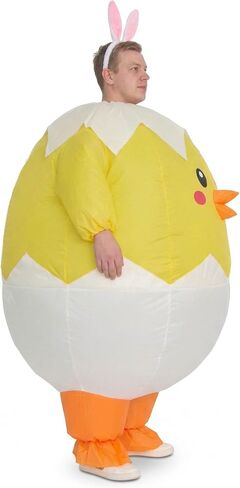 Inflatable Egg Hatching Chick Costume for Adults, Funny Blow Up Easter Chicken Suit with Bunny Ears Headband in Saudi Arabia