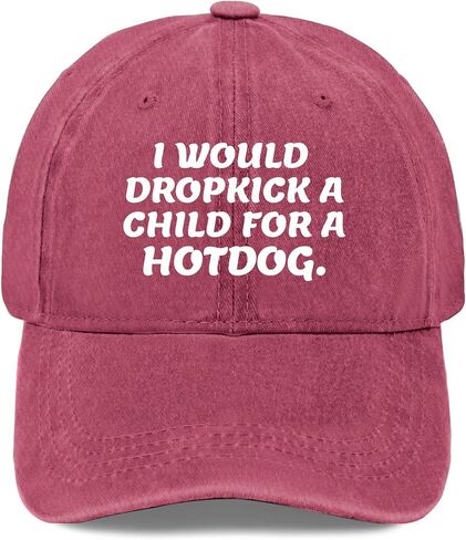 I Would Dropkick A Child for A Hotdogs Baseball Cap Black Adjustable Hats Men and Women Hat Sports Truck Spoof Cap. in Kuwait