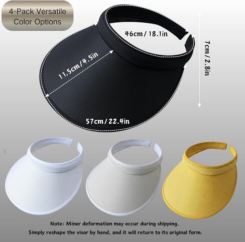 4 Pack Clip On Sun Visors for Women Men, Wide Brim Visor Hats with UV Protection for Sports Outdoor Golf Tennis Travel Caps Activity in Kuwait