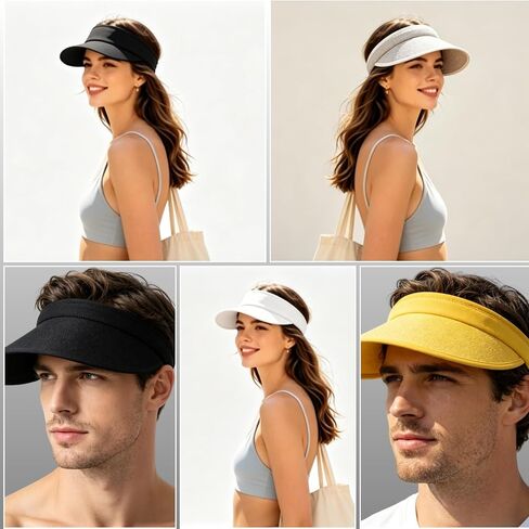 4 Pack Clip On Sun Visors for Women Men, Wide Brim Visor Hats with UV Protection for Sports Outdoor Golf Tennis Travel Caps Activity in Kuwait