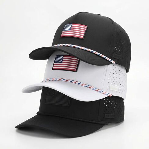 Curves & Clubs American Flag Golf Hats 3-Pack – White USA, Black USA, and Blackout Performance Rope Cap – Perfect Golf Gift Bundle in Saudi Arabia