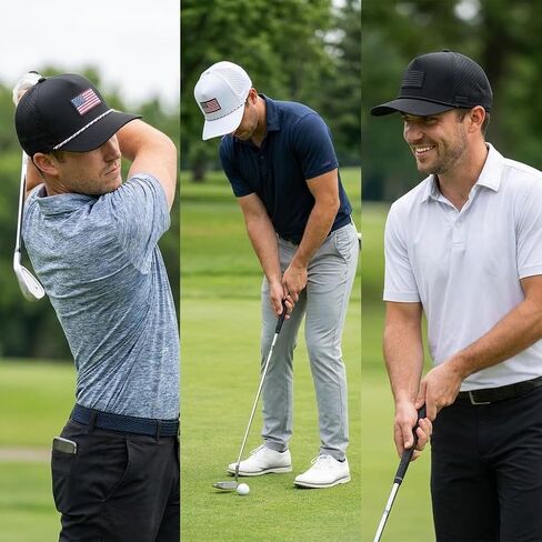 Curves & Clubs American Flag Golf Hats 3-Pack – White USA, Black USA, and Blackout Performance Rope Cap – Perfect Golf Gift Bundle in Saudi Arabia
