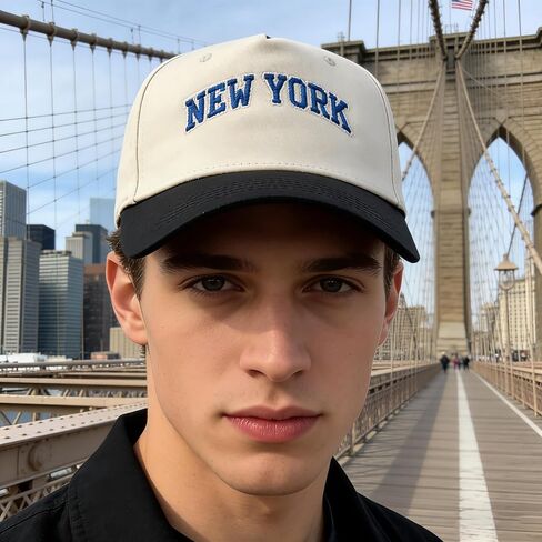 Two Tone Trucker Baseball Cap with Embroidered City Letters, Classic Cotton Hat for Men and Women Gift Ideas in Kuwait