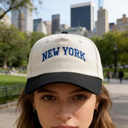 Two Tone Trucker Baseball Cap with Embroidered City Letters, Classic Cotton Hat for Men and Women Gift Ideas in Kuwait