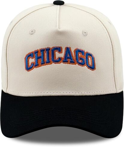 Two Tone Trucker Baseball Cap with Embroidered City Letters, Classic Cotton Hat for Men and Women Gift Ideas in Kuwait
