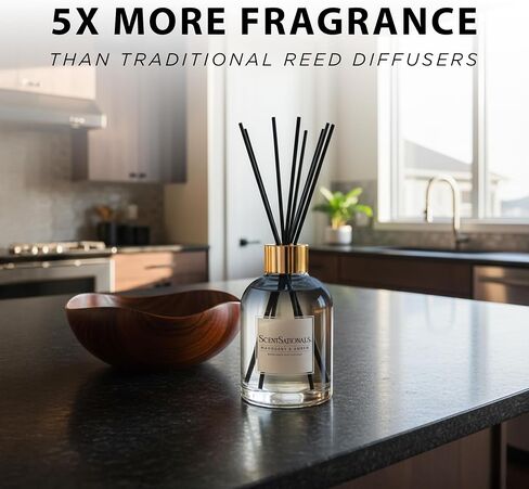 ScentSationals Water-Based Reed Diffuser - Mahogany & Amber - 5 FL OZ Aromatherapy Reed Diffuser in Kuwait
