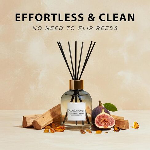 ScentSationals Water-Based Reed Diffuser - Mahogany & Amber - 5 FL OZ Aromatherapy Reed Diffuser in Kuwait