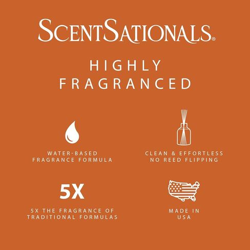 ScentSationals Water-Based Reed Diffuser - Mahogany & Amber - 5 FL OZ Aromatherapy Reed Diffuser in Kuwait