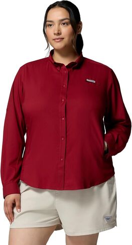 Columbia Women's PFG Tamiami II Long Sleeve Fishing Shirt, Beet, 3X in Saudi Arabia