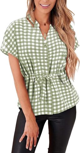 Magritta Short Sleeve Shirts for Women Dressy Loose Fit Peplum Summer Tops Casual Button Down Blouses in Saudi Arabia