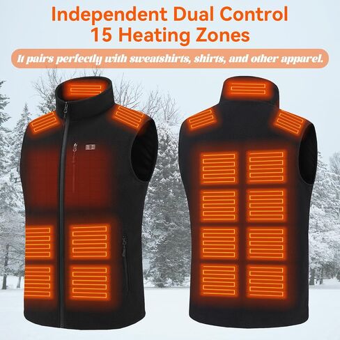 Men and Women Heated Fleece Vest with 16000 mAh Battery pack, 15 Heating Zones, Winter Electric Heating Vests in Saudi Arabia