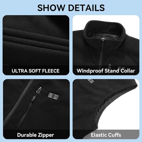 Men and Women Heated Fleece Vest with 16000 mAh Battery pack, 15 Heating Zones, Winter Electric Heating Vests in Saudi Arabia