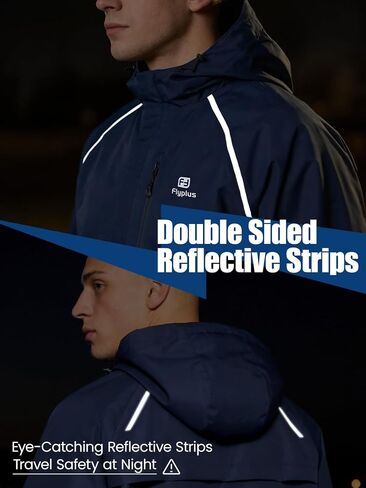 Men‘s Reflective Rain Jacket,Water-Resistant Lightweight Windbreaker with Hood,Packable for Hiking,Cycling in Saudi Arabia