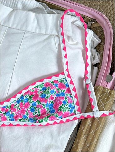 SHENHE Women's Floral Scoop Neck Bikini Set High Cut Cheeky Color Block 2 Piece Swimsuits in Kuwait