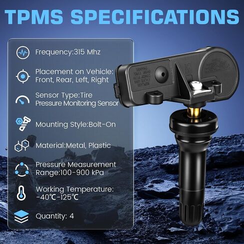 4Pcs TPMS Tire Pressure Sensor 13540600 fit for Chevy for GMC for Buick for Cadillac for Hummer for Pontiac for Saturn 315MHz Tire Pressure Monitoring Sensor 15254101,15922396,20923680,22853741 in Saudi Arabia