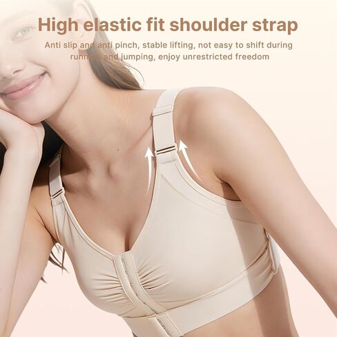 Fit Geno Posture Corrector Bra for Women, Back Support Bra with Supportive Comfort, Wireless Posture Correcting Bra for Older Women & Seniors Beige in Saudi Arabia