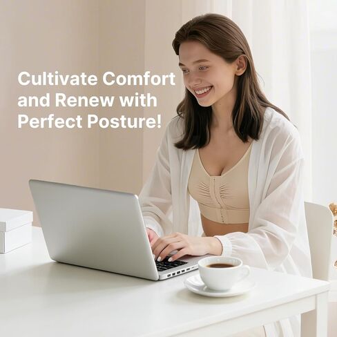 Fit Geno Posture Corrector Bra for Women, Back Support Bra with Supportive Comfort, Wireless Posture Correcting Bra for Older Women & Seniors Beige in Saudi Arabia