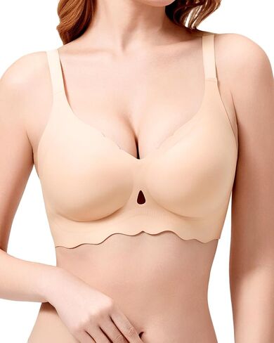 Wireless Bras for Women No Underwire Seamless Push Up Supportive Bralettes Wave Full Coverages Comfortable Everyday Bra in Kuwait
