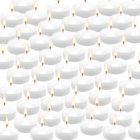 50 Pack of 2-Inch White Floating Candles - Ideal for Weddings, Home Décor, Spa Baths, and Romantic Settings. in Saudi Arabia
