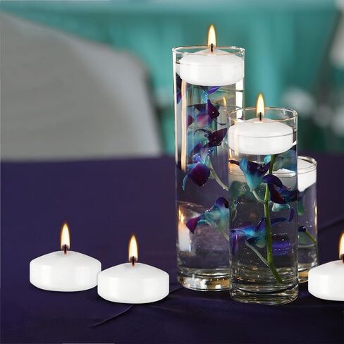 50 Pack of 2-Inch White Floating Candles - Ideal for Weddings, Home Décor, Spa Baths, and Romantic Settings. in Saudi Arabia