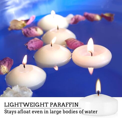 50 Pack of 2-Inch White Floating Candles - Ideal for Weddings, Home Décor, Spa Baths, and Romantic Settings. in Saudi Arabia