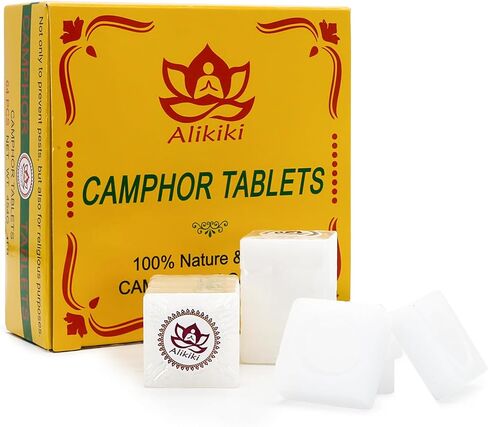 64-Tablets 1LB Natural Camphor Blocks – Refined Pure Camphor Cubes for Indian Pooja Alcanfor Tablets Religious Purpose Kapoor for Pooja Odor Eliminator Incense Ideal Indian Ritual Staff (454G) in Kuwait