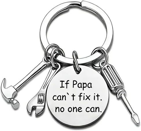 Dad Keychain, Stainless Steel, Silver, Middle Finger Gesture Shape, Novelty Humor Style, Personalized Custom in Kuwait