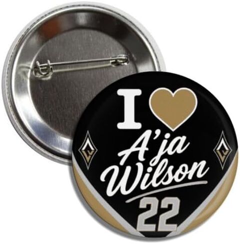 I Love A'ja Wilson #22 شارة دبوس لمحبي كرة السلة قابلة للتجميع، دائرية، 2.25 بوصة in Saudi Arabia