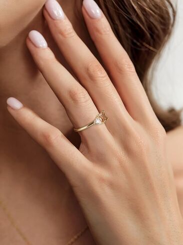 SHINYSO 14K Gold Plated Engagement Rings for Women Princess Cut Created Yellow Citrine Trillion Cut Cubic Zirconia Double Stone Wedding Band Promise Rings for Her Size 4-11 in Saudi Arabia