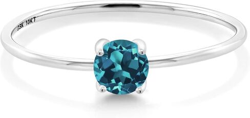 خاتم خطوبة سوليتير من الذهب الأبيض عيار 10 قيراط من الأحجار الكريمة من Gem Stone King | جولة 4 مم | خاتم الوعد بالذكرى السنوية لحفل الزفاف للنساء | المقاسات 5-9 in Kuwait