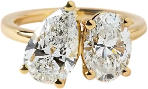 14k Gold Plated Toi et Moi Engagement gift Solid Gold Two Stone Engagement Ring,2.50tcw Pear & Oval Diamond Toi Et Moi Engagement Ring.,Gift For Her,Size 3-12 (USA) in Saudi Arabia