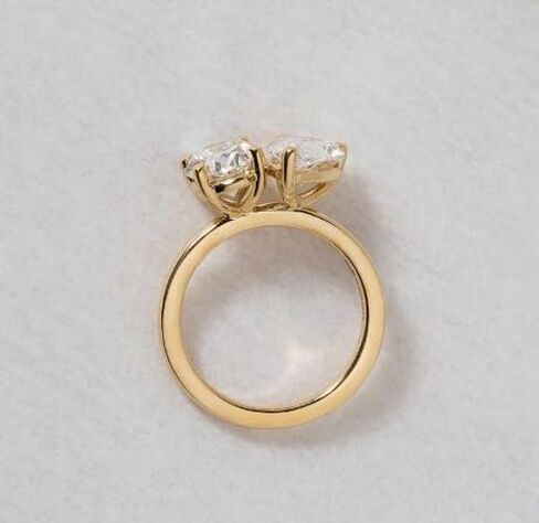 14k Gold Plated Toi et Moi Engagement gift Solid Gold Two Stone Engagement Ring,2.50tcw Pear & Oval Diamond Toi Et Moi Engagement Ring.,Gift For Her,Size 3-12 (USA) in Saudi Arabia
