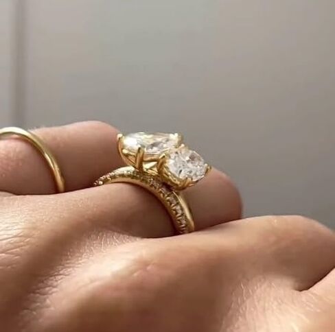 14k Gold Plated Toi et Moi Engagement gift Solid Gold Two Stone Engagement Ring,2.50tcw Pear & Oval Diamond Toi Et Moi Engagement Ring.,Gift For Her,Size 3-12 (USA) in Saudi Arabia