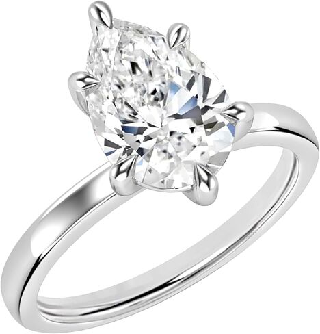 IGI Certified 2.00 Carat Pear Shape Lab Grown White Diamond Sparkling Solitaire Engagement Ring for Women in 10K Solid Gold in Saudi Arabia