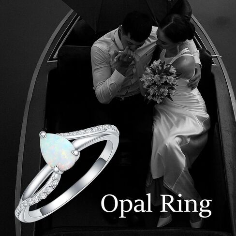 1 Carat Opal Ring for Women 925 Sterling Silver Pear Shape Opal Engagement Ring with Moissanite Promise Ring Jewelry Gifts for Her in Saudi Arabia