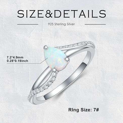 1 Carat Opal Ring for Women 925 Sterling Silver Pear Shape Opal Engagement Ring with Moissanite Promise Ring Jewelry Gifts for Her in Saudi Arabia