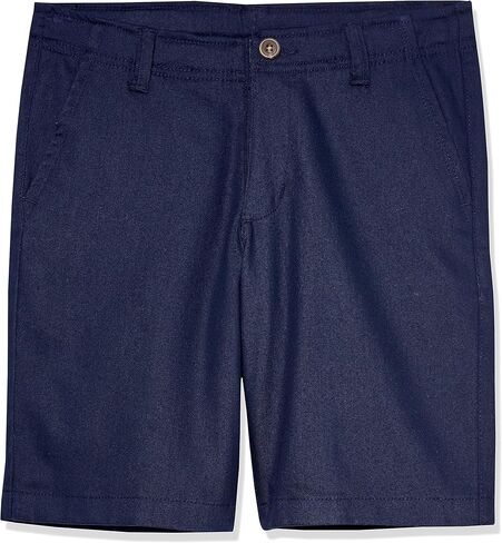 Izod Boys' School Uniform Adaptive Chino Shorts with Adjustable Waistband, Velcro Closure, and Faux Buttons, Navy, 12 in Kuwait