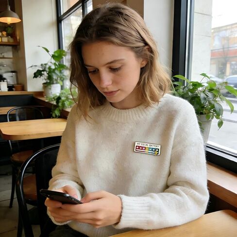 My Social Battery Slider Pin Funny Interactive Mood Enamel Pin for Introverts Social Anxiety Adjustable 7 Days a Week Emotional State Brooch for Backpacks, Jackets & Hats (Emoji Social Pin, 2) in Kuwait