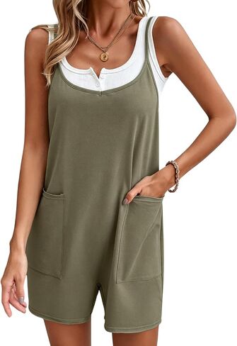 VOGMATE Womens Rompers for Summer Casual Spaghetti Strap Overall Shorts Loose Fit Beach Vacation Clothes Outfits in Saudi Arabia