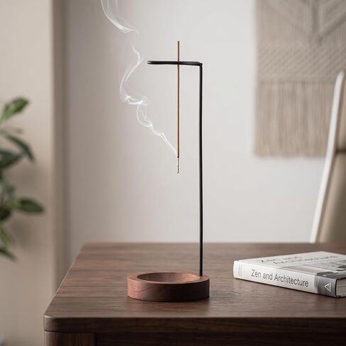 Modern Hanging Incense Burner with Metal Clip and Wooden Ash Catcher in Kuwait