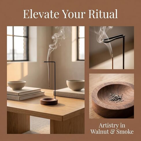 Modern Hanging Incense Burner with Metal Clip and Wooden Ash Catcher in Kuwait