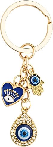 Blue Evil Eye Keychain Hamsa Hand Protection Keyring Good Luck Amulet for Purse Keys,Spiritual Gift for Women Men in Saudi Arabia