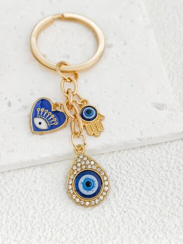Blue Evil Eye Keychain Hamsa Hand Protection Keyring Good Luck Amulet for Purse Keys,Spiritual Gift for Women Men in Saudi Arabia