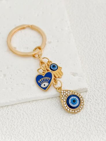 Blue Evil Eye Keychain Hamsa Hand Protection Keyring Good Luck Amulet for Purse Keys,Spiritual Gift for Women Men in Saudi Arabia