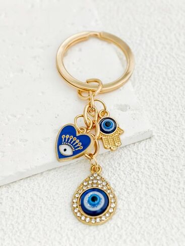 Blue Evil Eye Keychain Hamsa Hand Protection Keyring Good Luck Amulet for Purse Keys,Spiritual Gift for Women Men in Saudi Arabia
