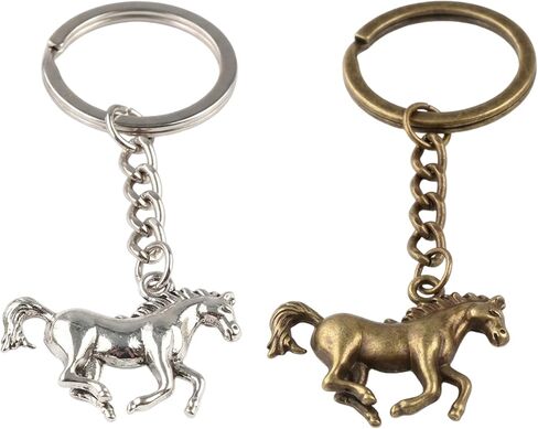 2Pcs Horse Key Chain Set, Vintage Horse Keychain, for Car Decor and Bag Charm, Ideal for Western Theme Parties and Chinese Zodiac Enthusiasts in Saudi Arabia