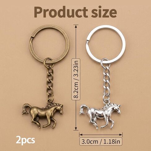 2Pcs Horse Key Chain Set, Vintage Horse Keychain, for Car Decor and Bag Charm, Ideal for Western Theme Parties and Chinese Zodiac Enthusiasts in Saudi Arabia