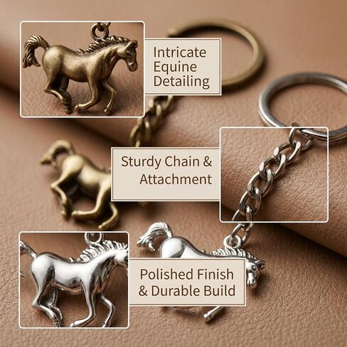 2Pcs Horse Key Chain Set, Vintage Horse Keychain, for Car Decor and Bag Charm, Ideal for Western Theme Parties and Chinese Zodiac Enthusiasts in Saudi Arabia