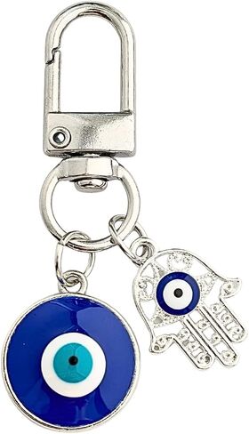 Blue Evil Eye Keychain Hamsa Hand Protection Keyring Good Luck Amulet for Purse Keys,Spiritual Gift for Women Men in Saudi Arabia